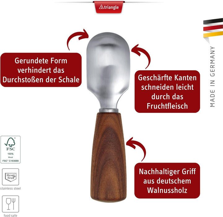 triangle 84 820 60 04_N Fruchtlöffel Soul Walnuss Made in Solingen/Germany Geschenkidee zum Aushöhle