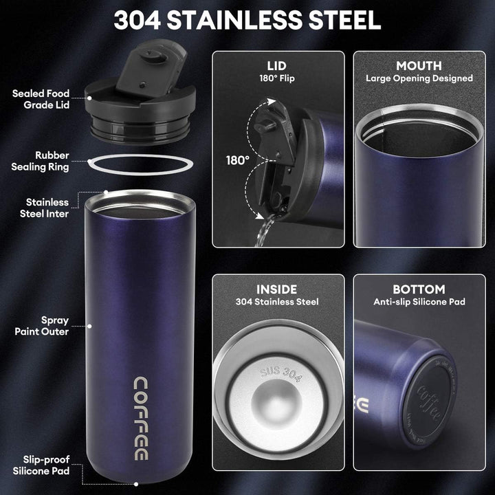 lalafancy Thermobecher 350ml/500ml Kaffeebecher-to-go, Isolierbecher Edelstahl Travel Mug Wiederverw