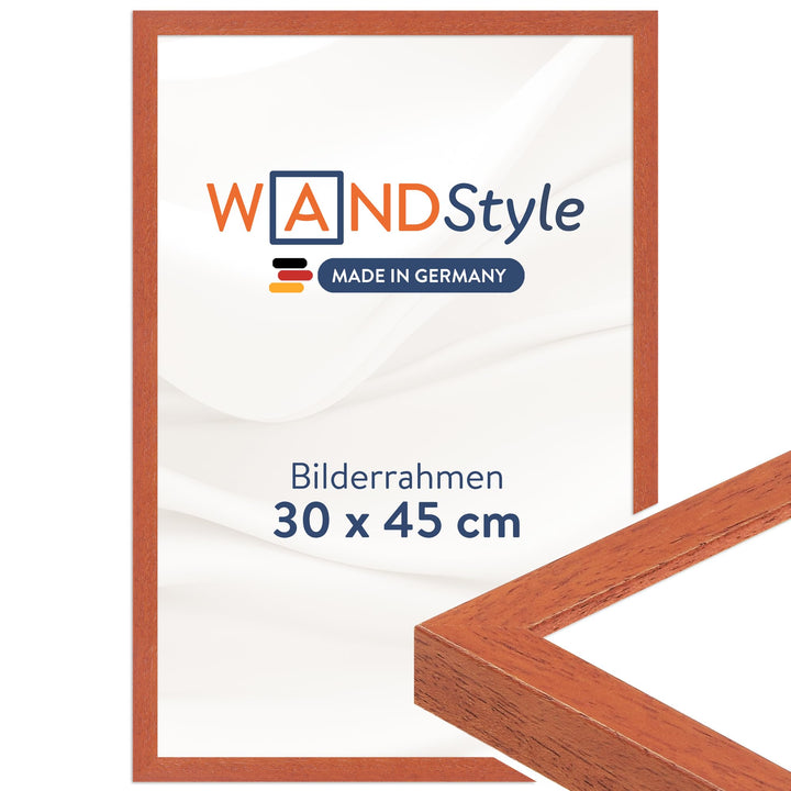 WANDStyle Bilderrahmen Modern 30x45cm I Farbe: Kirsch-Optik I Fotorahmen I klassischer Holzbilderrah