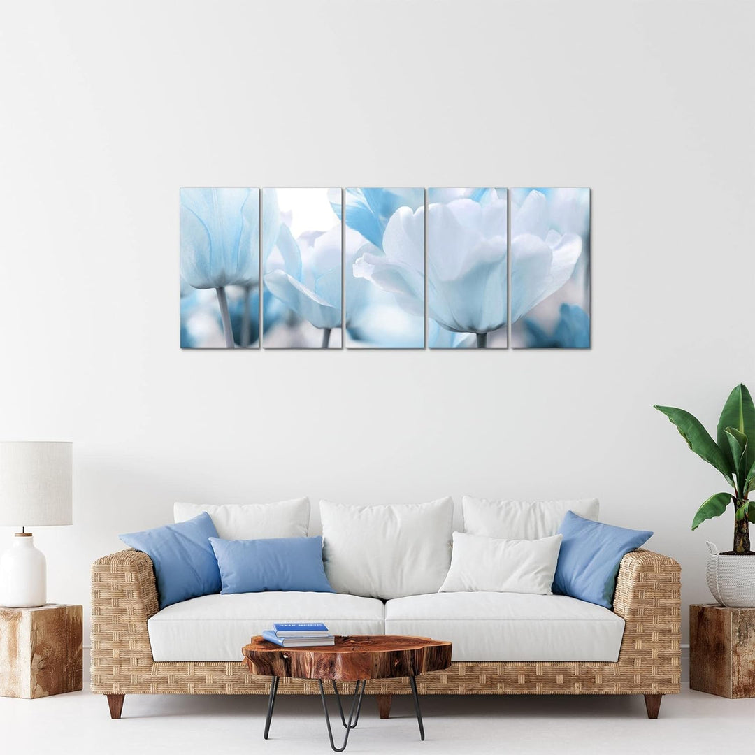 Runa Art Bild Blumen Tulpen Wandbilder auf Vlies Leinwand 5 Teilig Wanddekoration Wohnzimmer Schlafz