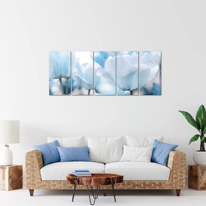Runa Art Bild Blumen Tulpen Wandbilder auf Vlies Leinwand 5 Teilig Wanddekoration Wohnzimmer Schlafz