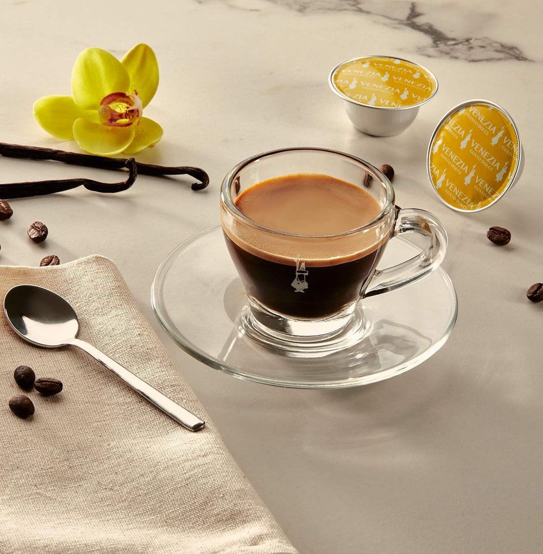 Bialetti Set 2 Glas Tazzine Espresso Istituzionali (con Piattino), Vetro, 2 unità, Durchsichtig 2 x