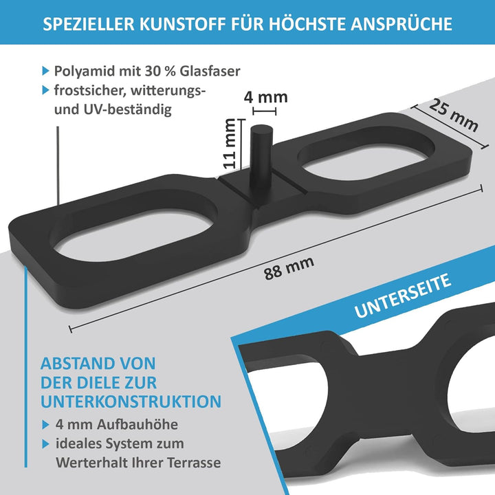 My Plast I 4 mm Fugenbreite - 300 Stück - geschlossen flach I Terrassen-Abstandhalter – hochwertiger