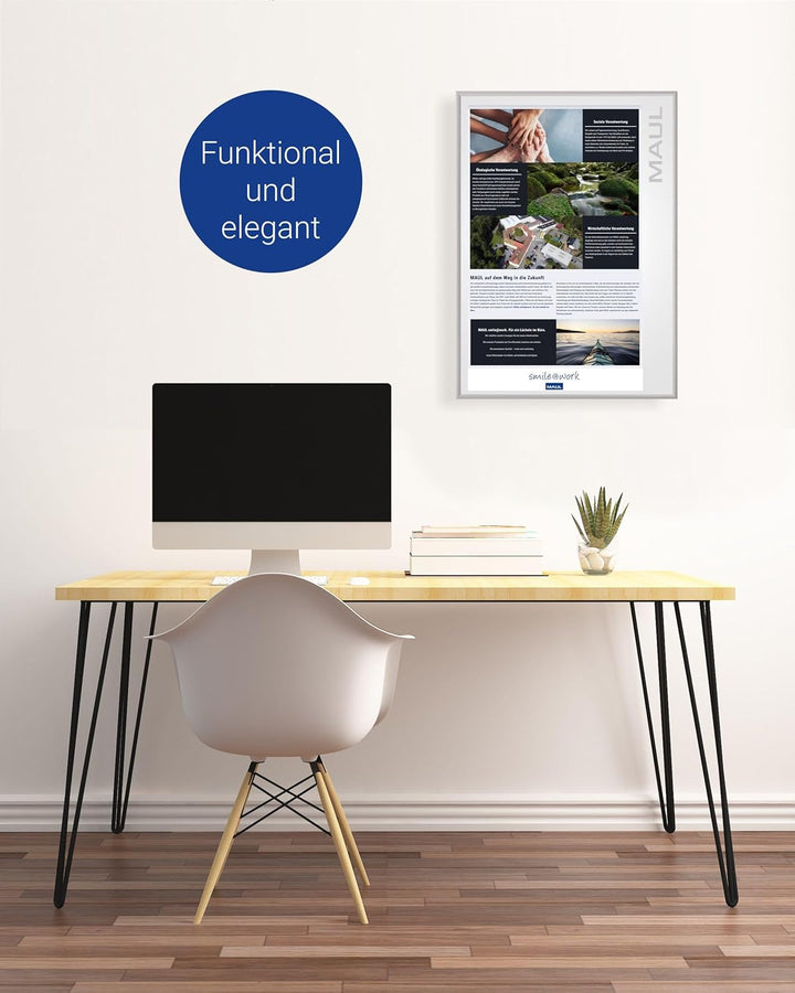 Maul Klapprahmen MAULstandard A2 | Bilderrahmen für Poster, Werbemittel & Fotos | Robuster Rahmen mi