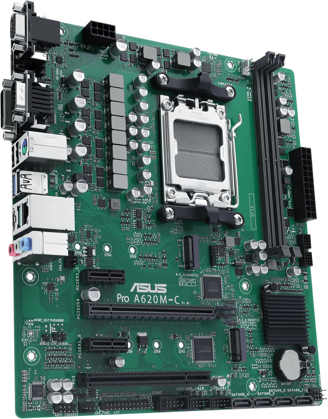ASUS PRO A620M-C-CSM Mainboard Sockel AMD AM5 (Ryzen AM5, mATX, DDR5, M.2 PCIe 4.0, 1Gb Ethernet, US
