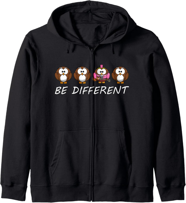 Kawaii Be Different Eulen Uhu Punk Anarchie Eule E-Gitarre Kapuzenjacke