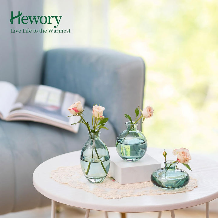 Kleine Vasen Für Tischdeko Aus Hewory, 6 Stück Vase Glas Mini Vasen Set Modern Glasvase Grün Kleine