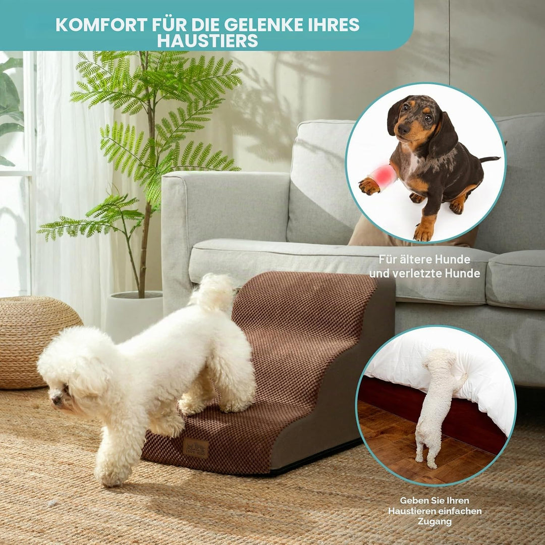 COZY KISS Hundetreppe für Kleine Hunde 40cm, Haustiertreppe für Couch aus Hochdichtem Schwamm, Hunde