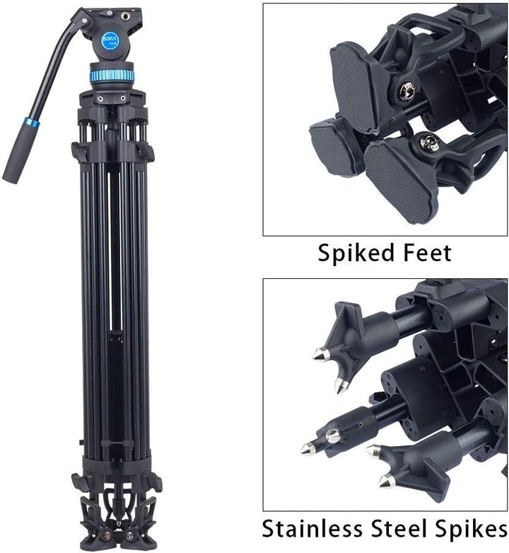 SIRUI Video Tripod Stativ SH25,Aluminium Travel Videostativ mit Fluidkopf und Griff,190cm, Max Load