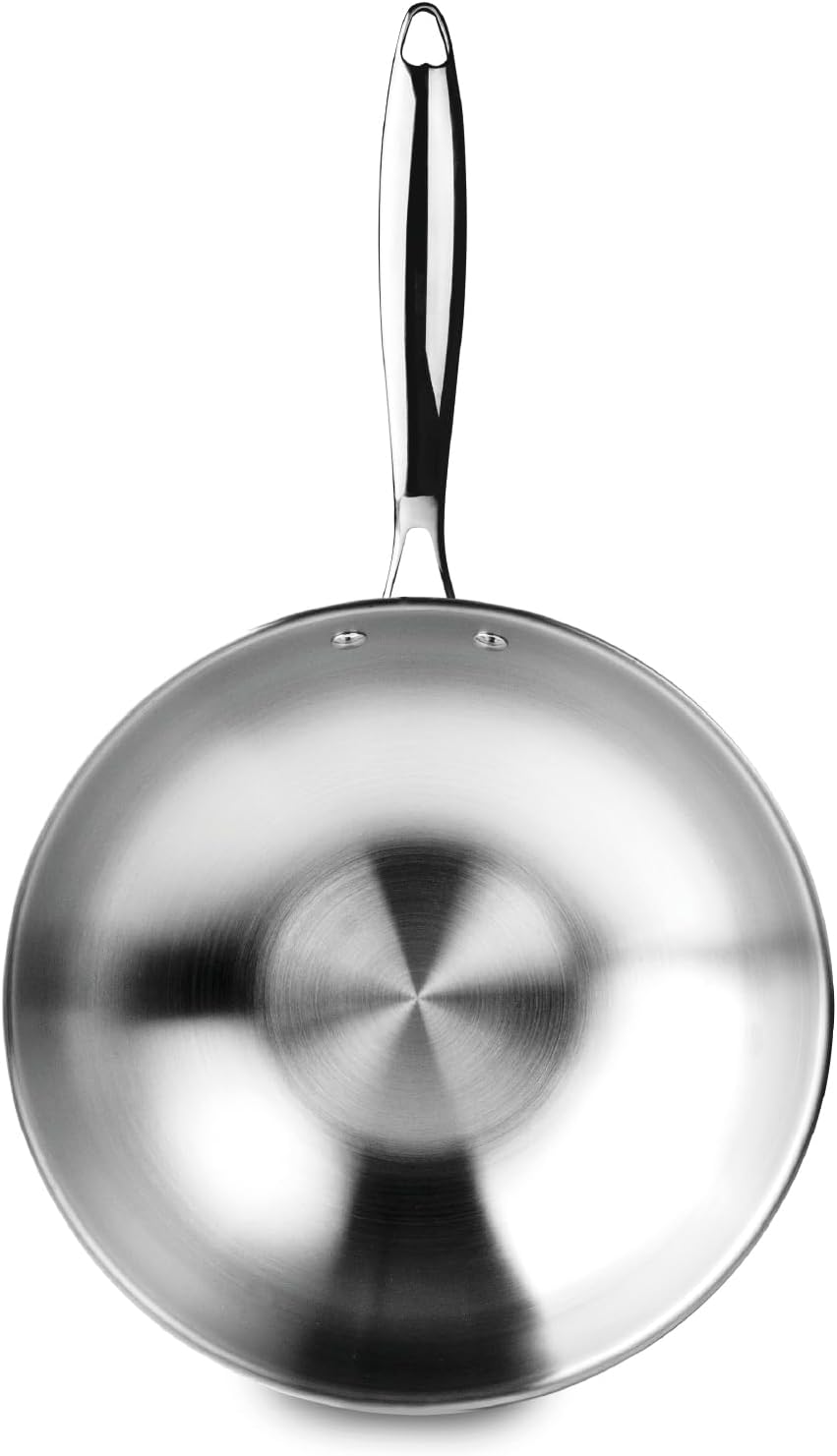 IBILI Triply Natural Wok 30 cm, Edelstahl, induktionsgeeignet, ohne Antihaftbeschichtung
