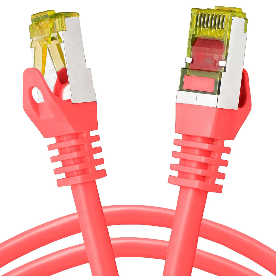 BIGtec LAN Kabel 10 Stück 2m Netzwerkkabel CAT7 Ethernet Internet Patchkabel CAT.7 rot Gigabit doppe