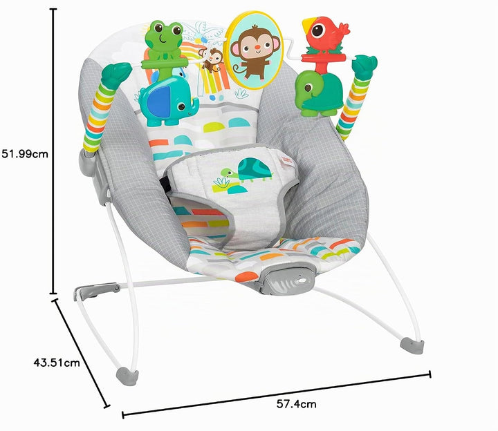 Bright Starts - Playful Paradise, Bequeme Babywippe mit beruhigender Vibration und Spielzeug, Unisex