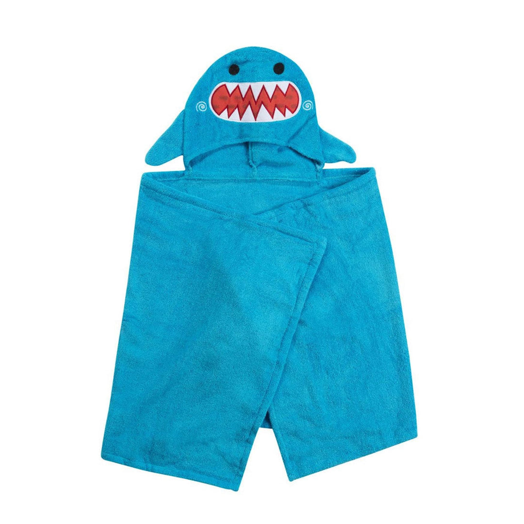 Zoocchini 100 Percent Cotton Kids Hooded Towel, Sherman the Shark Blau, Blau