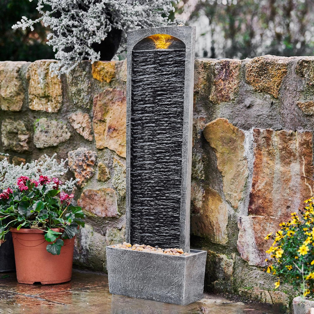 Peaktop - Garten Terrasse Stein 38 Zoll aufrechter Wasserfall Brunnen RJ-19041-EU