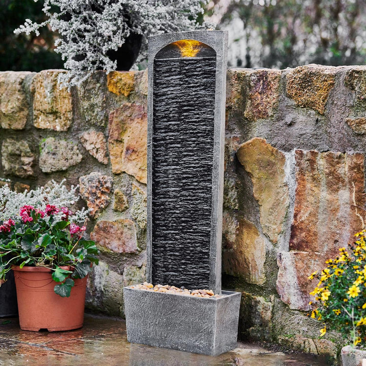 Peaktop - Garten Terrasse Stein 38 Zoll aufrechter Wasserfall Brunnen RJ-19041-EU