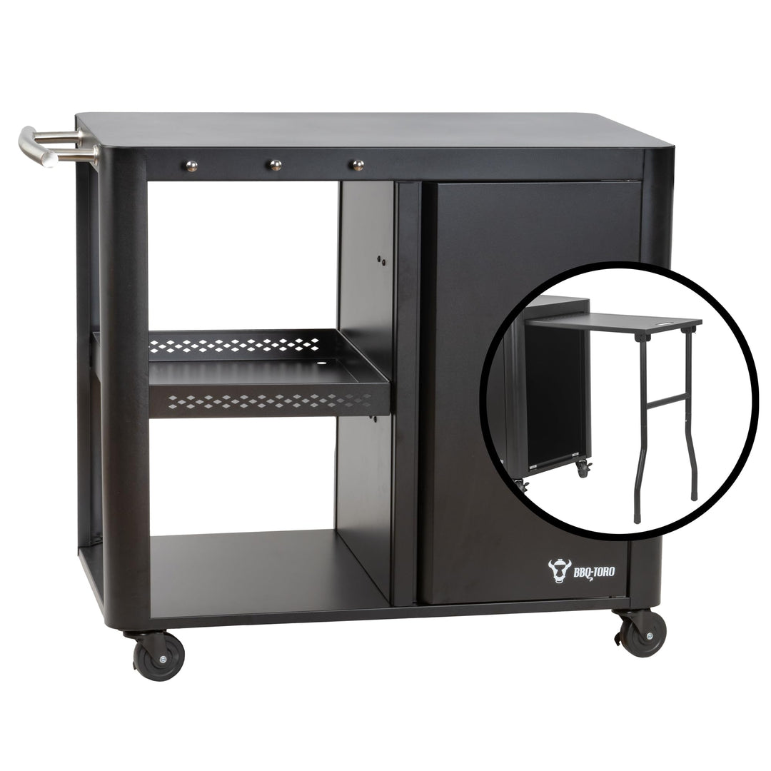 BBQ-Toro Grillwagen 95 x 50 x 80 cm | Schwarz | Grilltisch Mit Grosser Arbeitsfläche | Beistelltisch