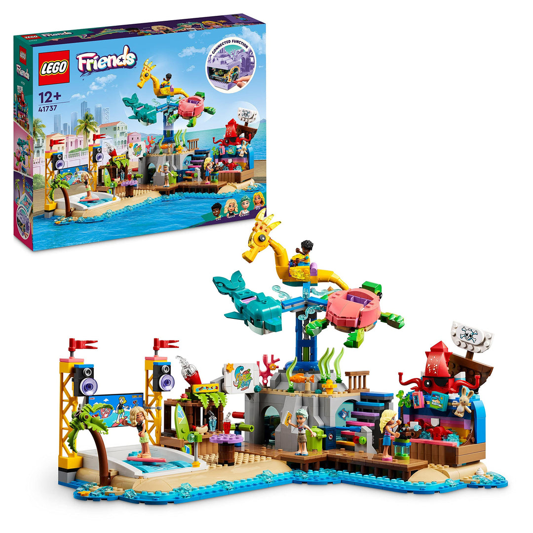 LEGO 41737 Friends Strand-Erlebnispark, Kirmes-Set mit Technic-Elementen, Delfin, Schildkröte und Se