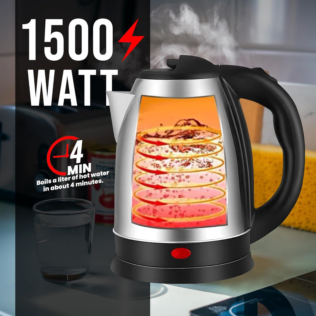 Leyf Edelstahl Wasserkocher 1,8L - 1500W, 360° drehbare Basis, Automatische Abschaltung, Überhitzung