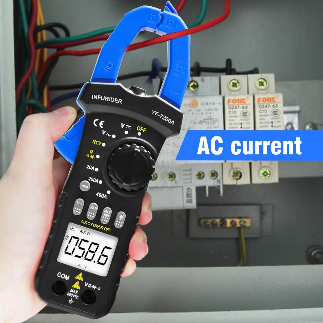 Clamp Meter,INFURIDER YF-7200A AC Stromzange Multimeter TRMS 400 Amp Zangenamperemeter Strommesszang