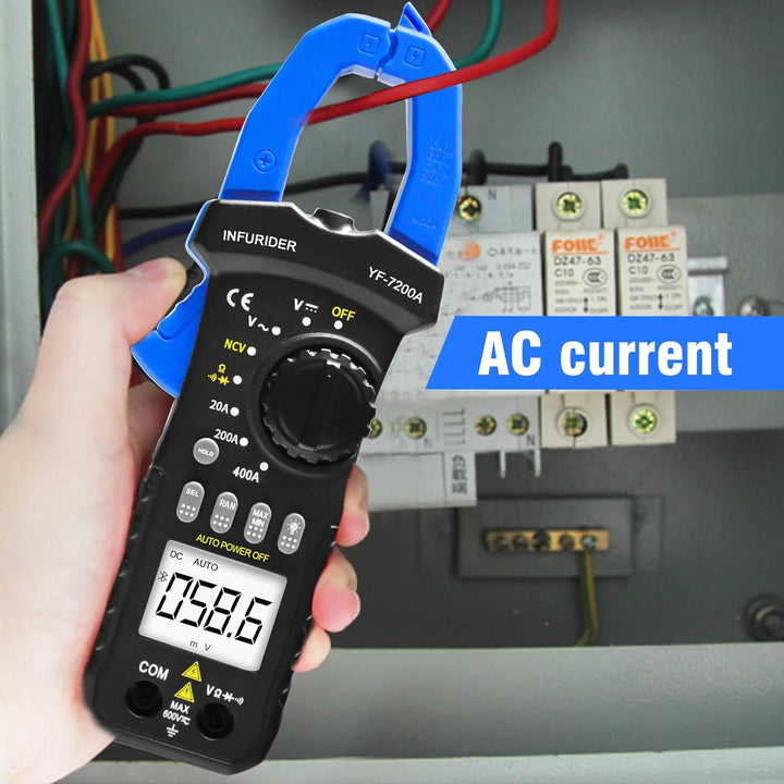 Clamp Meter,INFURIDER YF-7200A AC Stromzange Multimeter TRMS 400 Amp Zangenamperemeter Strommesszang