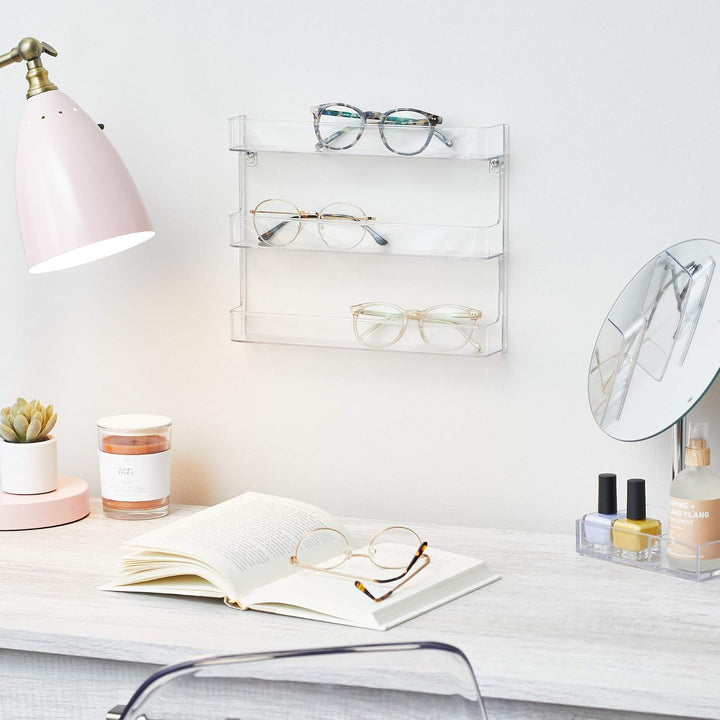 iDesign Clarity Nagellack-Wandregal, mit 3 Ablagen für Badezimmer, Schminkschrank, Schlafzimmer, tra