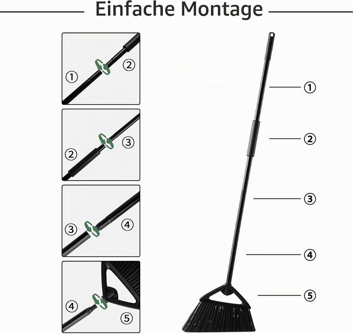 Eyliden Kommerzielles Besen und Kehrschaufelset Set mit Langem Griff, Aufrechter Kehrmaschine und Ke