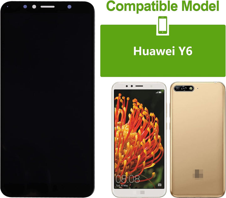 SwarKing LCD Display kompatibel mit Huawei Y6 2018 & Y6 Prime 2018 Touch Screen Digitizer (Schwarz o