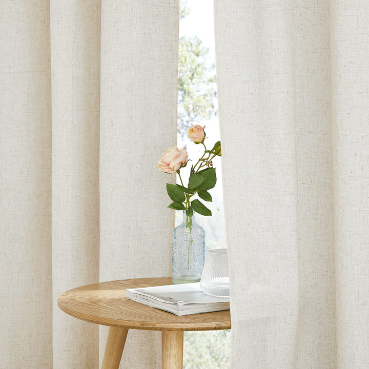 PONY DANCE Wohnzimmer Vorhänge Leinen Boho Ösenvorhang 2er Set H 245 x B 140 cm Leinenoptik Gardinen