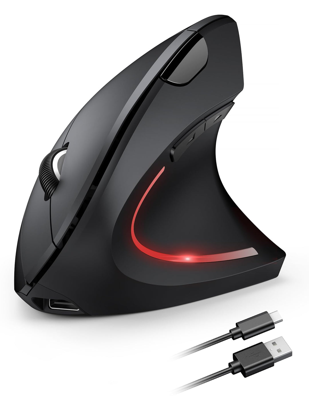 TECKNET Ergonomische Maus Kabellos, 2.4G USB Optische Vertikale Maus Ergonomisch mit Ladekabel, 800/