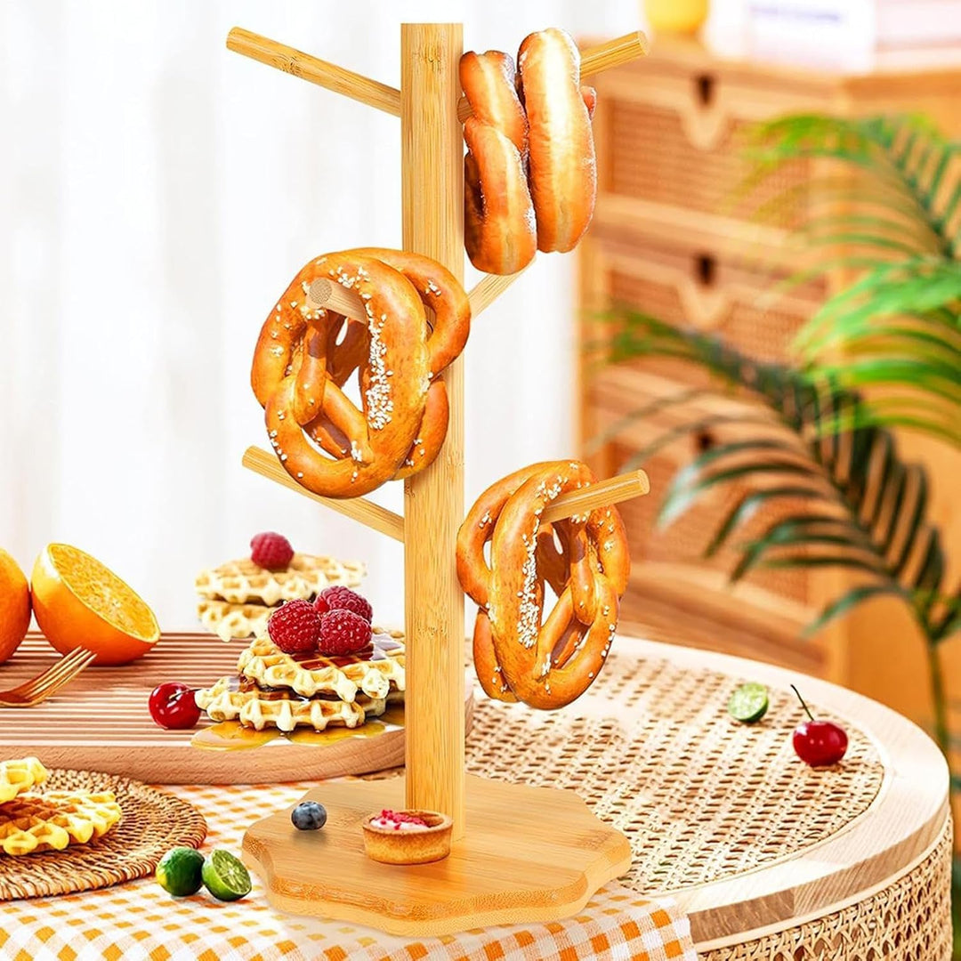 Générique Brezelständer, Wurstständer aus Holz, Thekenständer in Baumform für Wurst und Donuts