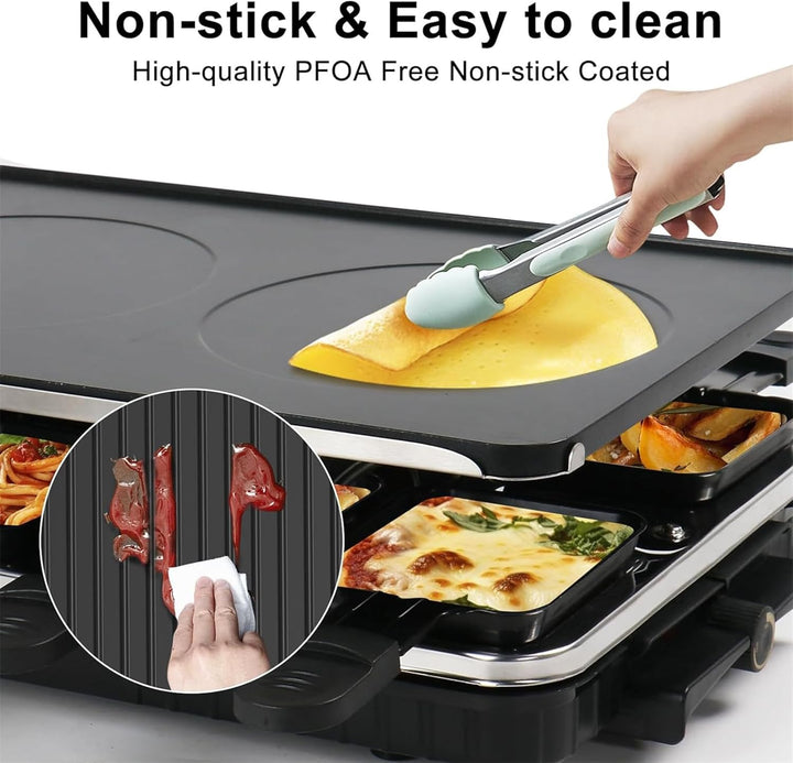 Raclette Grill Tischgrill Indoor Grill Koreanischer BBQ Grill 2 in 1 Elektrische Grillplatte Antihaf