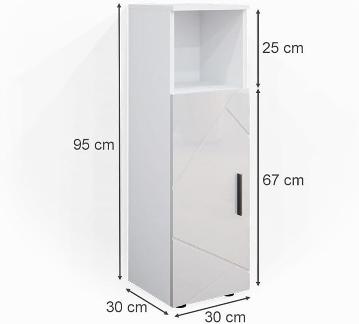 Vicco Midischrank Irma, Weiss Hochglanz, 30 x 95 cm Weiss Hochglanz Midischrank 30x95 cm, Weiss Hoch
