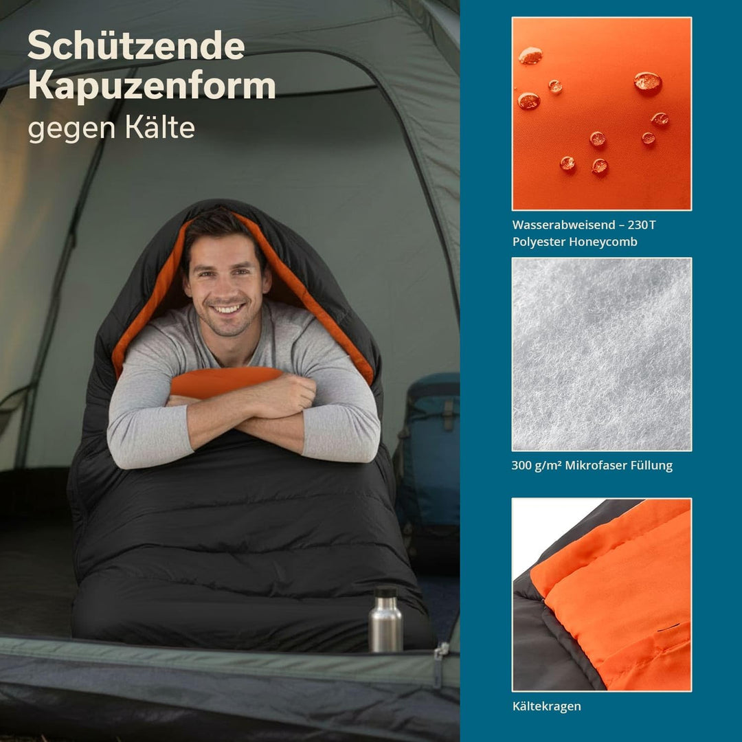 Skandika Schlafsack Vegas | XXL Mumienschlafsack mit/ohne Polycotton Innenfutter, für Erwachsene, ko