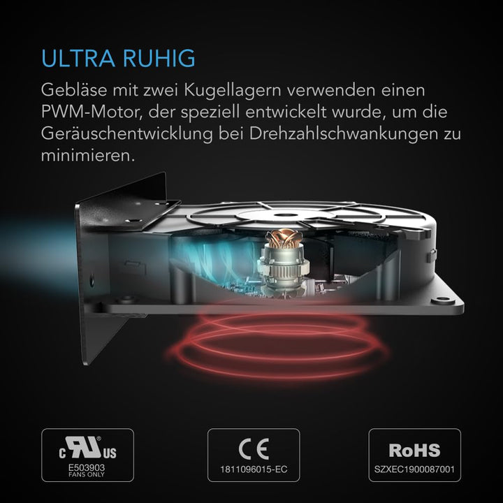 AC Infinity AIRPLATE S2, leises Lüftergebläse-System 6" (15 cm) mit Drehzahlregelung, für Heimkino-A