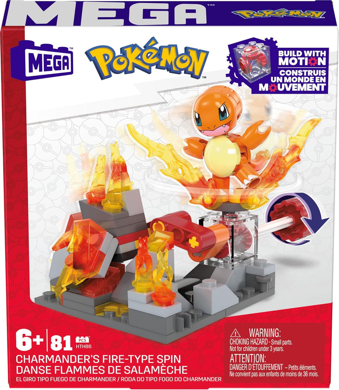 MEGA Pokémon Glumandas feurige Drehung - Bauset mit Bewegungsstein, zusammenbaubare und bewegliche G
