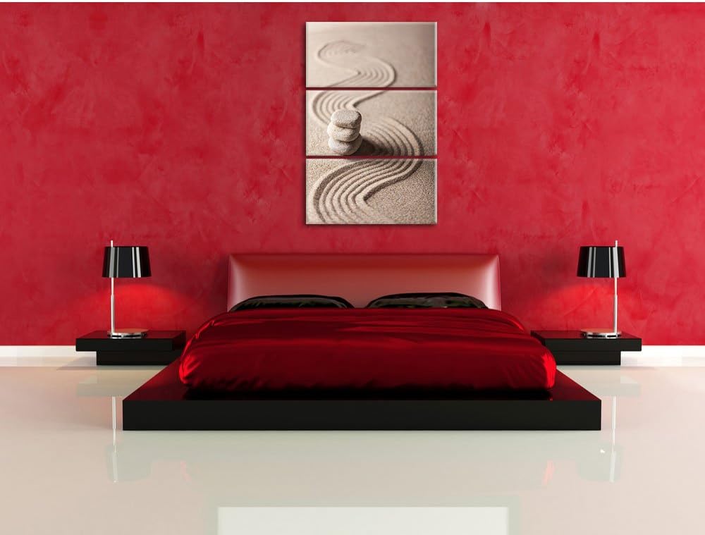 Pixxprint Wellenmuster im Sand als Leinwandbild/Grösse: 3 Teilig (120x80) cm/Wandbild/Kunstdruck/fer