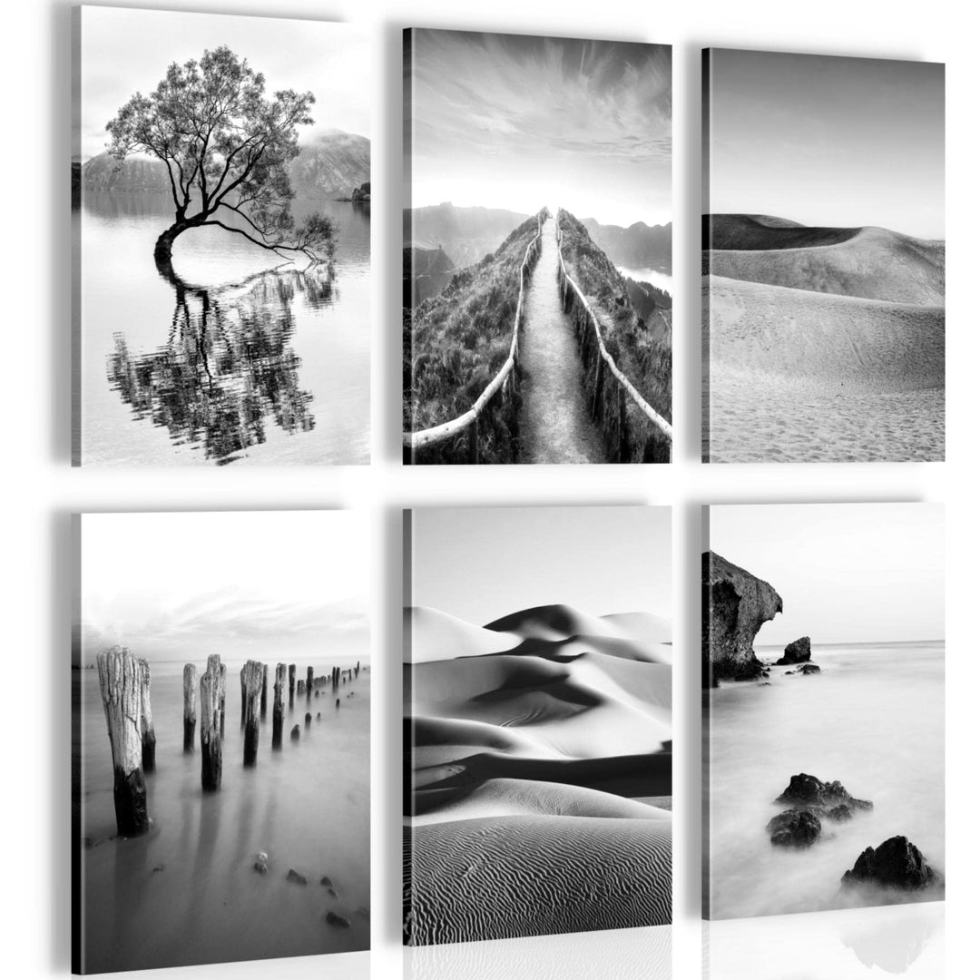 Novart Wandbilder Set - KOMPLETT AUFHÄNGFERTIG - Made in Germany - Moderne Bilder Landschaft Sand Na