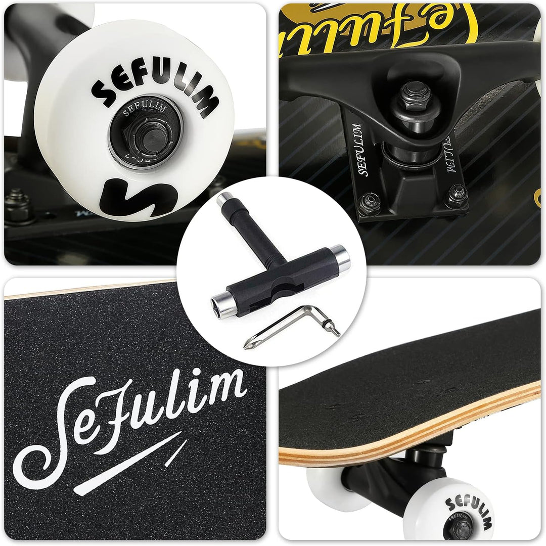Sefulim Skateboard Adult Komplettboard 31 x 8 Zoll£¬ mit ABEC-7 Kugellager 7 Layer Ahorn f¨¹r Anf?ng