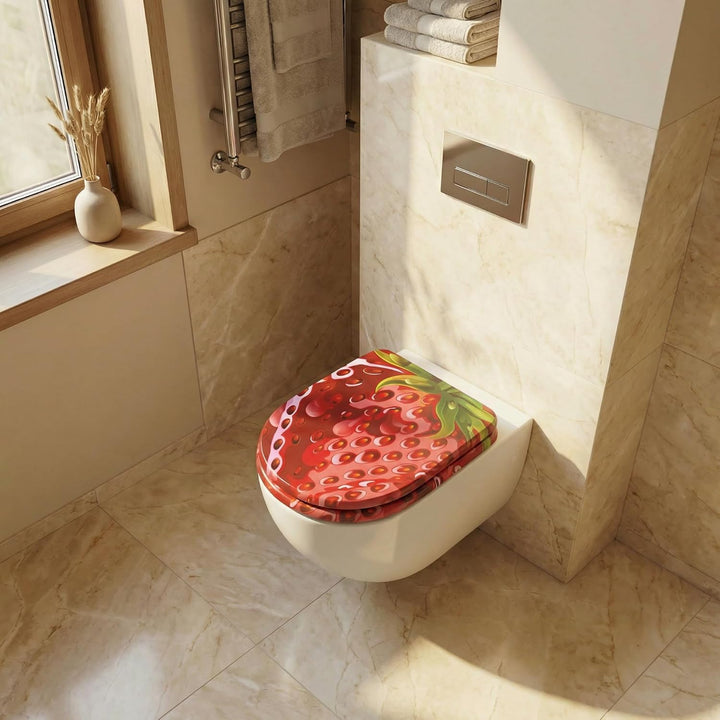 SINOBATH WC-Sitz Eckig mit Absenkautomatik – Premium MDF Holzkern Toilettendeckel in Eiche-Optik – Z