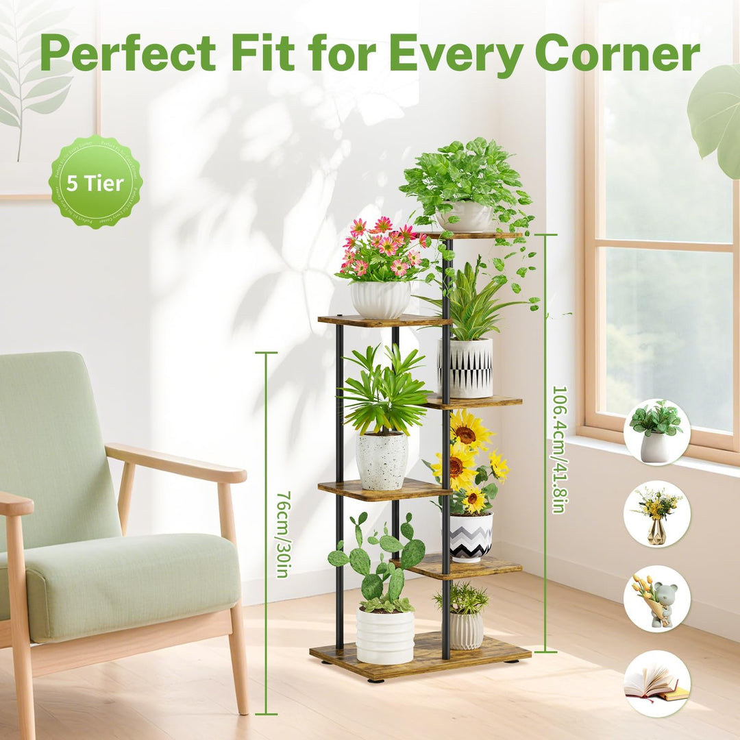 iDavosic.ly Pflanzenständer mit 5 Etagen, Blumenständer für Draussen Plant Stand Indoor Outdoor, Pfl
