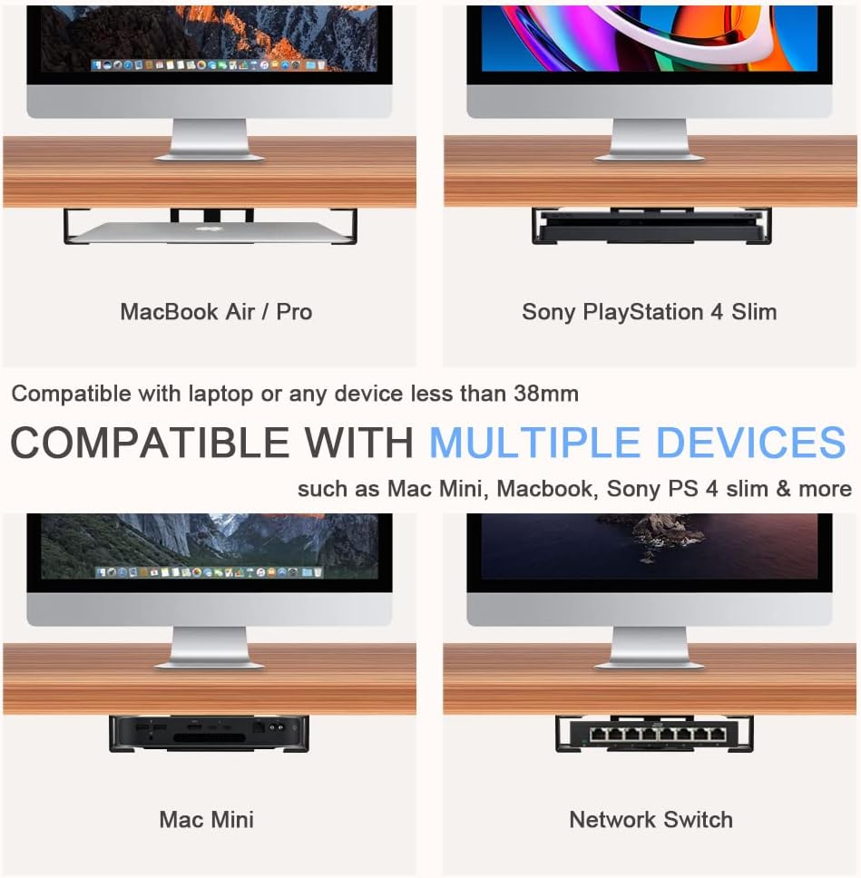 Aluminium Untertisch Halterung Regal Halter Ständer für Laptop, Mac mini, MacBook Air/Pro mit Klebst