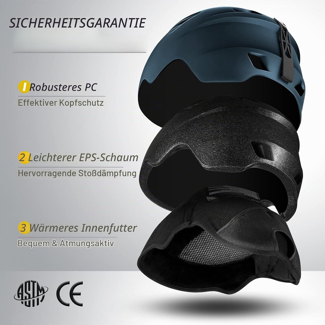 Odoland Skihelm und Skibrille Set Snowboardhelm mit Snowboardbrille für Damen und Herren Ski Goggles