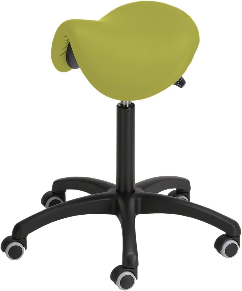 Sport-Tec Sattelhocker Standard mit Polster und Rollen, Rollhocker, Arbeitshocker Limone, Limone