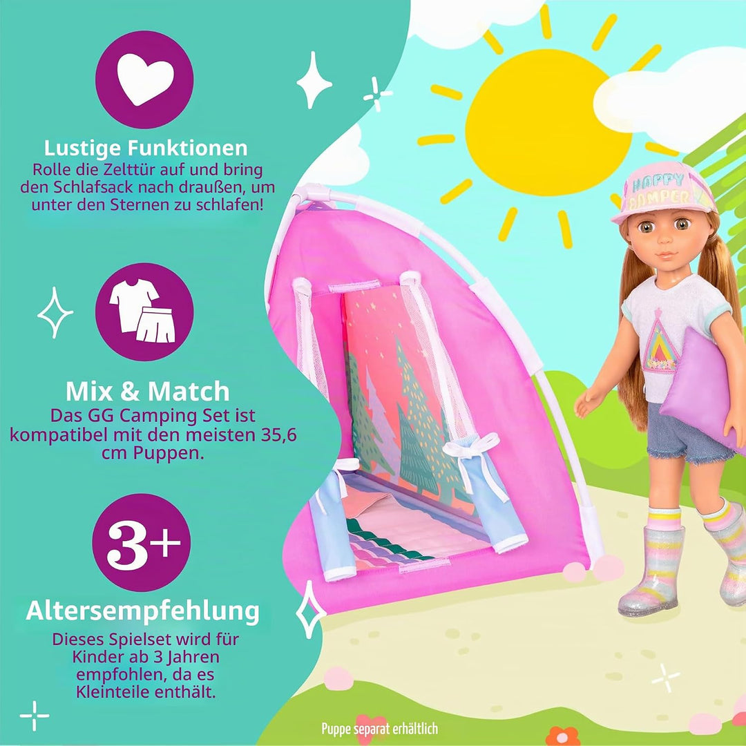 Glitter Girls - GG Camping Set - Campingset - Spielzelt & Regenbogen-Schlafsack - Outdoor-Abenteuer-