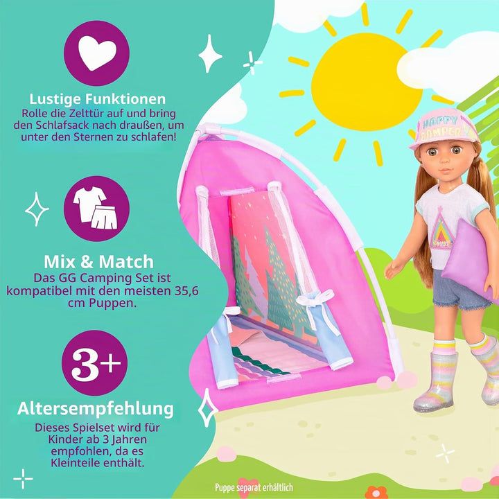 Glitter Girls - GG Camping Set - Campingset - Spielzelt & Regenbogen-Schlafsack - Outdoor-Abenteuer-