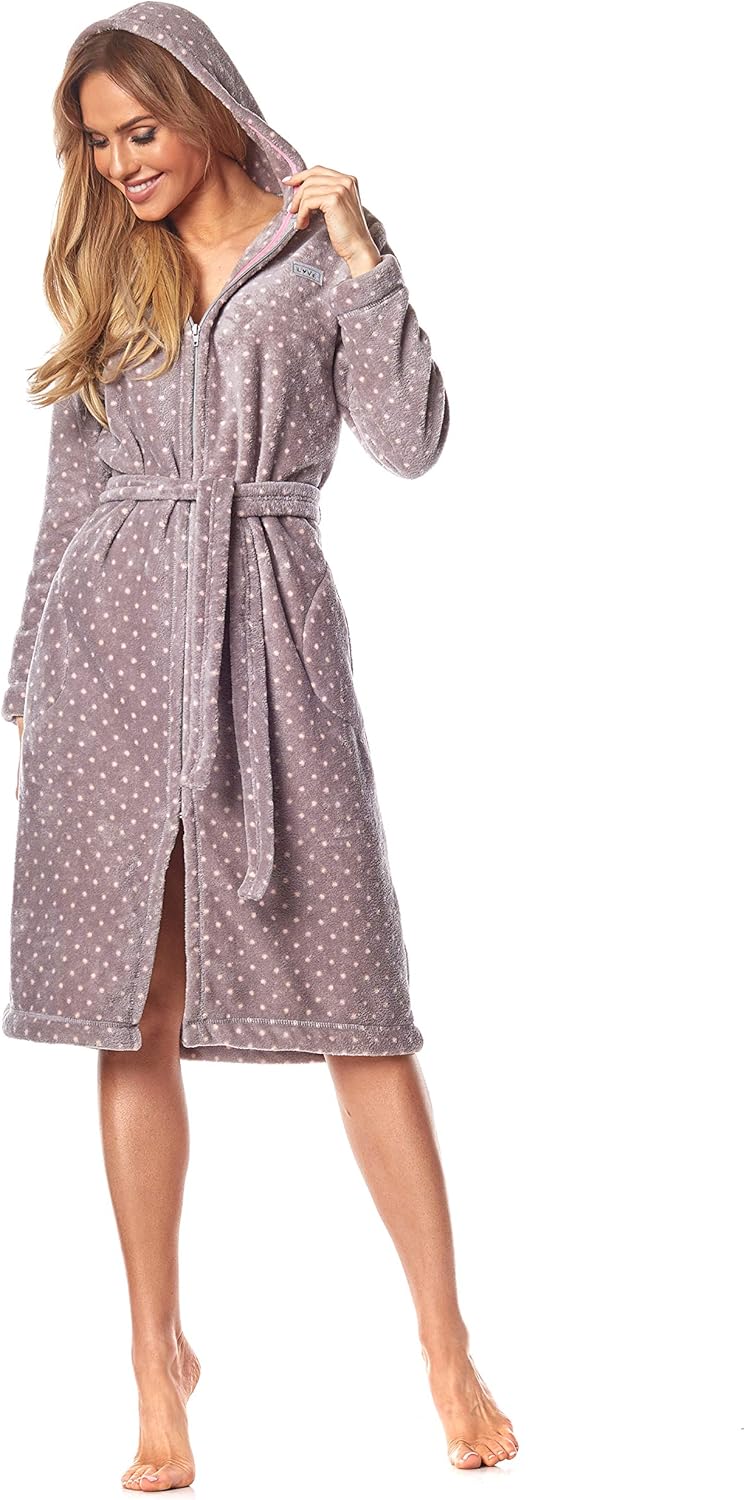L&L - 9156 Long Luxury Toweling Damen Weicher Langarm Bademantel. Extrem Leicht. Hausmantel mit Reis
