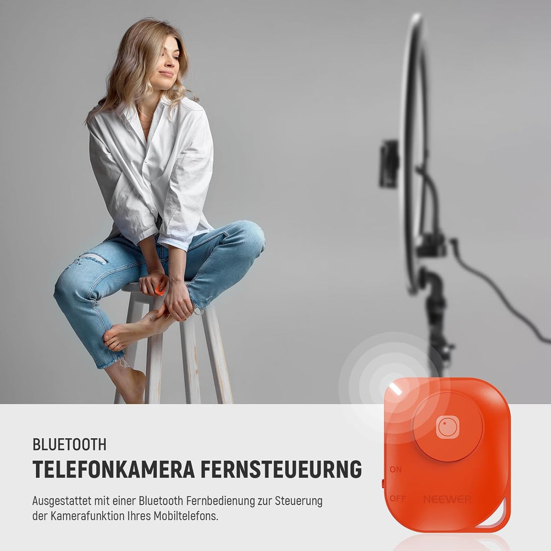 NEEWER RP18B Pro Ringlicht 18“ mit Stativständer und Handyhalterung Kompatibel mit iPhone, 45W 2900K