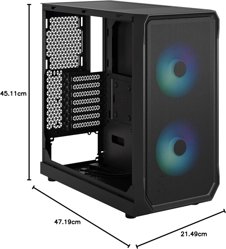 Fractal Design Focus 2 RGB Black - Tempered Glass Clear Tint - Mesh Front – Two 140 mm RGB Aspect Fa