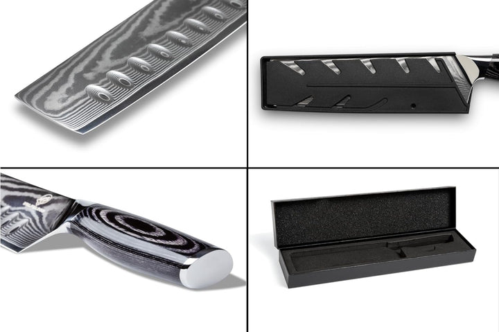 Wolfblood PRO Damastmesser Nakirimesser XL (31cm) TÜV geprüfter 62 HRC Damaststahl aus 67 Lagen I Da