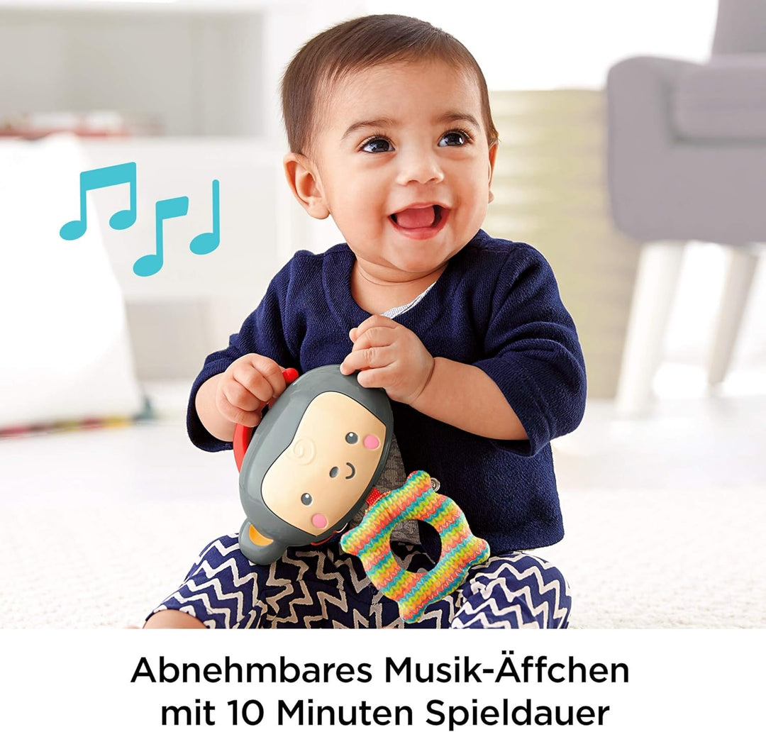 Fisher-Price CLJ42Musik-Äffchen Spielcenter, Krabbeldecke mit zweiSpielbögen, inkl. 6 Spielzeugen, B